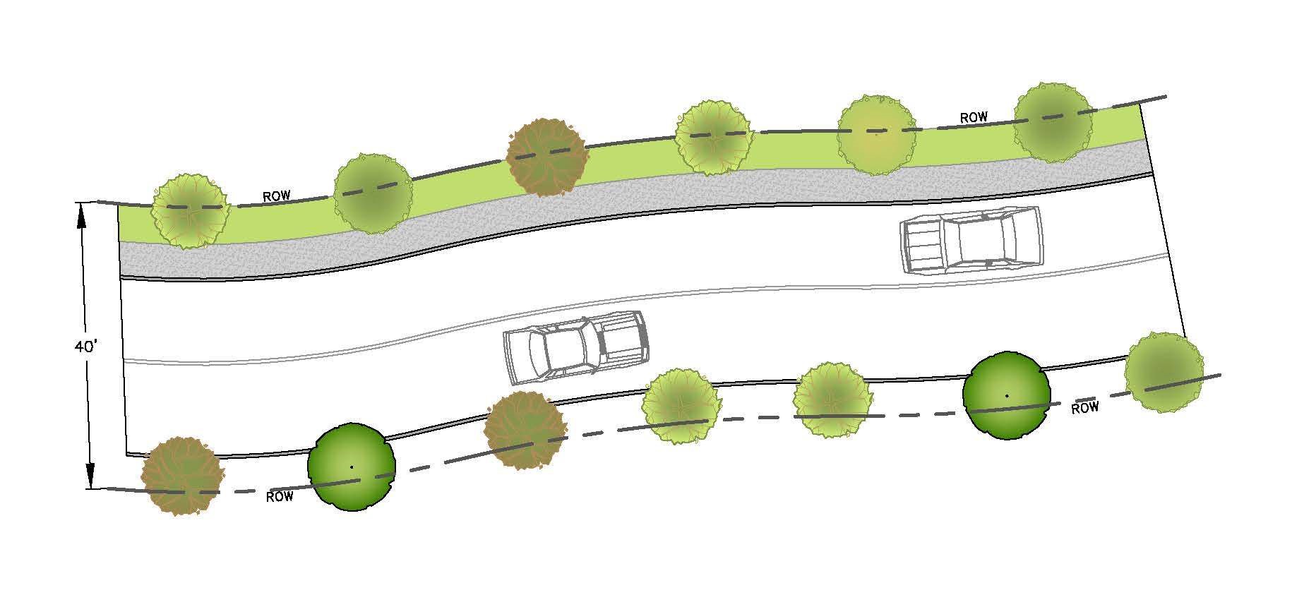 Small Trees on Both Sides of Road - Typical Plan